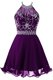 Purple Halter Top Neckline Beading Homecoming Dress Sleeveless Zipper