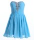 Sweetheart Sleeveless Lace Up Homecoming Dress Baby Blue Chiffon
