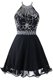Scoop Sleeveless Organza Mini Length Zipper Homecoming Dress in Black with Beading and Belt
