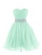 Decent Mini Length Lace Up Apple Green for Prom and Party with Belt
