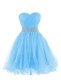 Baby Blue Sleeveless Organza Lace Up Prom Gown for Prom and Party