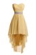 Elegant Empire Prom Party Dress Gold Sweetheart Organza Sleeveless High Low Lace Up