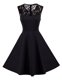 Black Zipper Prom Evening Gown Lace Sleeveless Knee Length