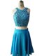 Fabulous Teal Scoop Zipper Beading Evening Dress Sleeveless
