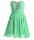Luxurious Sleeveless Chiffon Mini Length Lace Up Dress for Prom in Apple Green with Beading