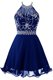 Noble Halter Top Organza Sleeveless Mini Length Prom Dress and Beading