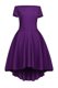 Discount Purple Short Sleeves Tea Length Ruching Side Zipper Dress for Prom
