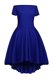Dazzling Blue Satin Side Zipper Bateau Short Sleeves Tea Length Homecoming Dress Ruching