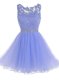 Scoop Lavender Chiffon Zipper Homecoming Dress Sleeveless Knee Length Beading and Lace