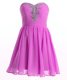 Pretty Beading and Ruching Prom Evening Gown Lilac Lace Up Sleeveless Mini Length