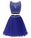 Mini Length Royal Blue Prom Dresses Scoop Sleeveless Side Zipper