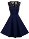 Enchanting Knee Length Navy Blue Prom Evening Gown Scoop Sleeveless Zipper