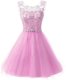 Dazzling Lilac Chiffon Zipper Scoop Sleeveless Knee Length Prom Dresses Beading