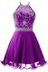 Nice Organza Halter Top Sleeveless Zipper Beading Prom Evening Gown in Purple