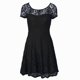 Spectacular Empire Evening Dress Black Scoop Organza Short Sleeves Tea Length Side Zipper