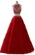 High Class Scoop Sleeveless Dress for Prom Floor Length Beading Wine Red Chiffon