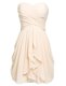 Champagne Lace Up Prom Dresses Ruching Sleeveless Knee Length