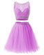 Rose Pink A-line Organza Sweetheart Sleeveless Beading and Belt Mini Length Side Zipper Homecoming Dress