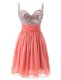 Flirting Watermelon Red Straps Zipper Beading Prom Dresses Sleeveless