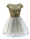 Discount White Zipper Prom Gown Sequins Cap Sleeves Mini Length