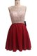 High Quality Sequins Scoop Sleeveless Zipper Dress for Prom Wine Red Chiffon