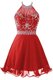 Modest Halter Top Sleeveless Zipper Prom Evening Gown Red Organza