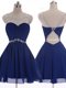 Admirable Scoop Navy Blue Sleeveless Chiffon Criss Cross for Prom