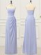 Lavender Empire Strapless Sleeveless Chiffon Floor Length Zipper Ruching and Belt Prom Dresses