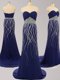 Smart Beading Dress for Prom Navy Blue Zipper Sleeveless Brush Train