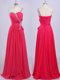 One Shoulder Sleeveless Chiffon Prom Dress Beading and Belt Zipper