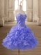 Sweetheart Sleeveless Organza Prom Evening Gown Beading and Ruffles Lace Up