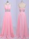 Ideal Halter Top Sleeveless Beading and Belt Zipper Prom Gown