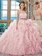 Artistic Floor Length Baby Pink Vestidos de Quinceanera Scoop Sleeveless Zipper