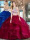 Elegant Scoop Wine Red Two Pieces Beading and Ruffles Quinceanera Gown Backless Tulle Sleeveless With Train Elegant Scoop Wine Red Two Pieces Beading and Ruffles Quinceanera Gown Backless Tulle Sleeveless With Train