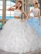 White Sleeveless Beading and Ruffles Floor Length 15th Birthday Dress