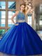 Royal Blue Backless Scoop Beading Quinceanera Gown Tulle Sleeveless