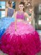 Stylish Floor Length Two Pieces Sleeveless Multi-color 15th Birthday Dress Side Zipper