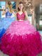 Multi-color Sleeveless Floor Length Lace and Ruffles Zipper Sweet 16 Dresses