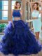 Modern Royal Blue Scoop Backless Beading Vestidos de Quinceanera Sleeveless