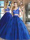 New Arrival Floor Length Two Pieces Sleeveless Royal Blue Sweet 16 Quinceanera Dress Zipper
