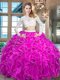 Captivating Scoop Long Sleeves Organza Quinceanera Dress Beading and Lace and Ruffles Zipper