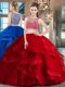 Elegant Floor Length Two Pieces Sleeveless Red Sweet 16 Quinceanera Dress Side Zipper
