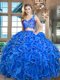 Sleeveless Lace and Ruffles Zipper Quinceanera Dress
