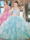 Floor Length Two Pieces Sleeveless Aqua Blue Sweet 16 Dresses Side Zipper