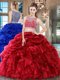 Pick Ups Two Pieces Quinceanera Gown Wine Red Bateau Organza Sleeveless Floor Length Side Zipper