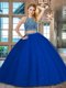 Superior Scoop Sleeveless Backless 15th Birthday Dress Royal Blue Tulle