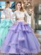 Scoop Long Sleeves Beading and Lace and Ruffled Layers Zipper Quinceanera Dress