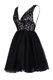 Sequins Prom Party Dress Black Backless Sleeveless Knee Length