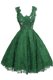 Glorious Scoop Sleeveless Prom Gown Knee Length Appliques Dark Green Lace