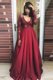 Luxurious Pleated Burgundy Long Sleeves Satin Zipper Prom Dress for Prom and Party
